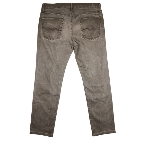 7 for all mankind SLIMMY Mens Brown Stone Washed Jeans 36/31 - Picture 2 of 9